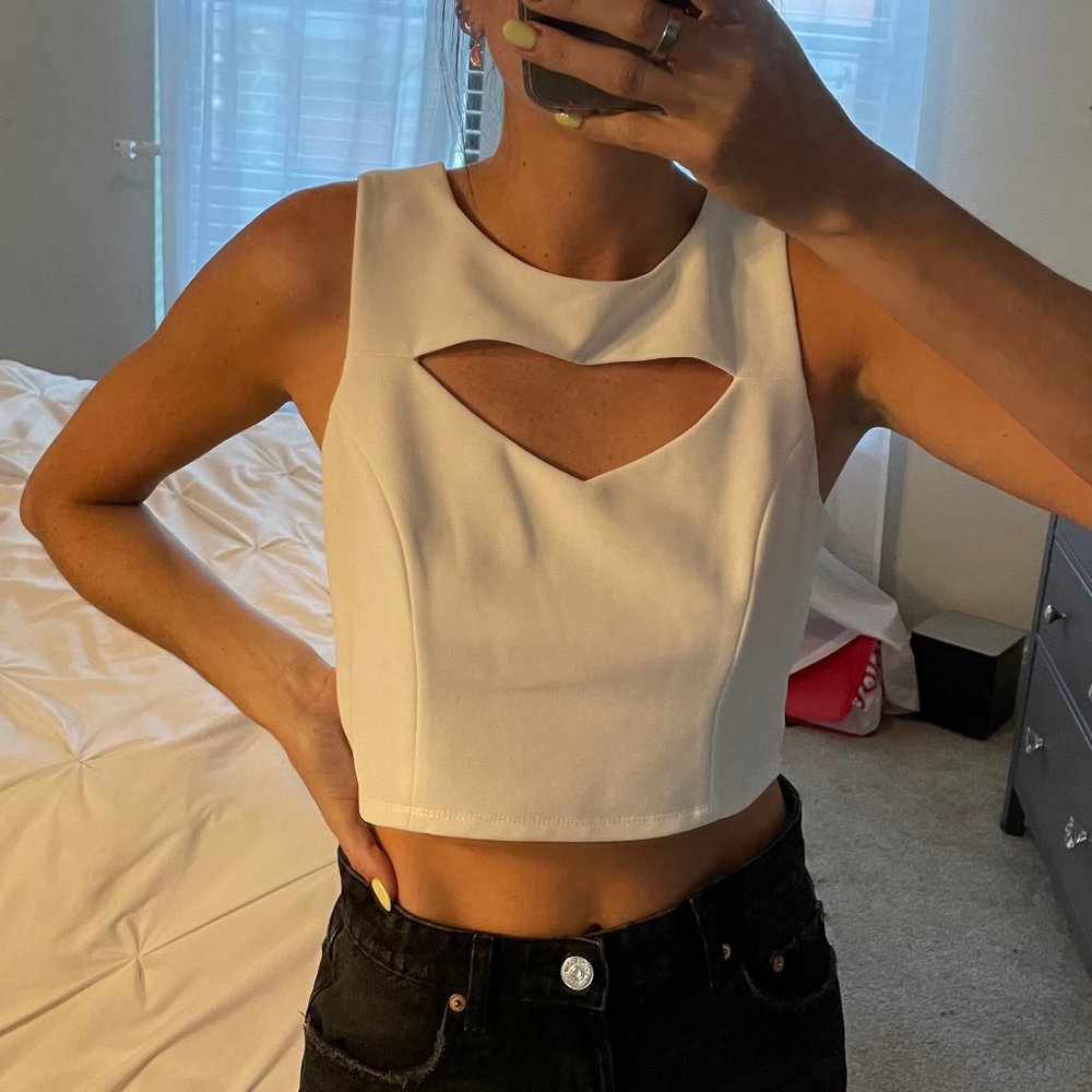 Lush white cutout crop top